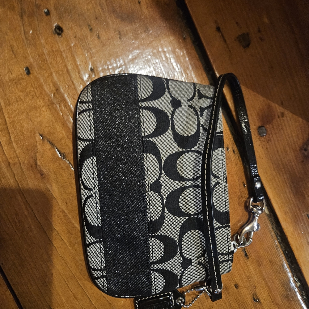 Coach Signature Black and Gray Wristlet